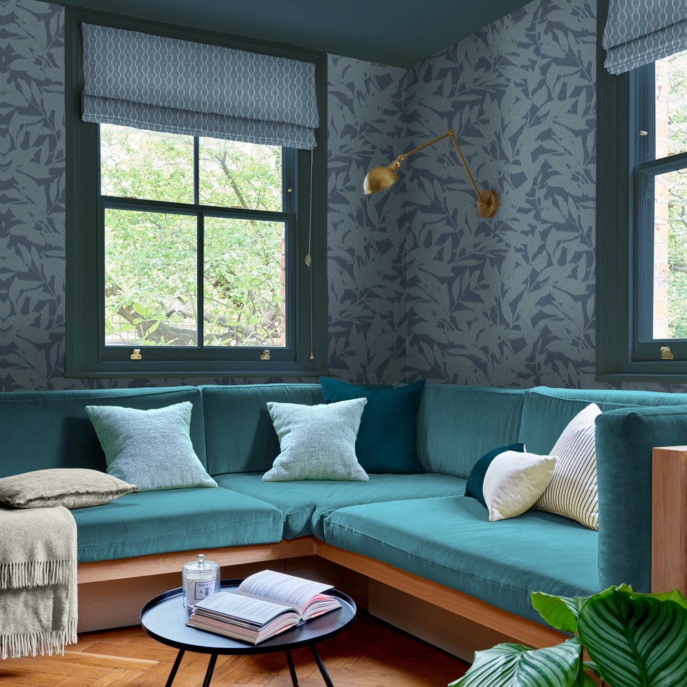 Shadow Play Wallpaper 124147 by Graham & Brown in Tiamat Blue